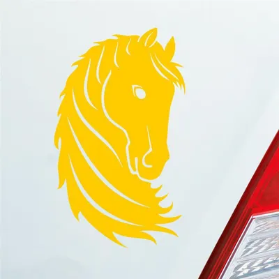 Produktbild von Auto Aufkleber Pferd Horse Pony Pferdeliebhaber Reiten 15x9 cm Gelb Sticker Heckscheibenaufkleber