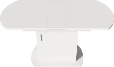 Produktbild von Ausziehbarer ovaler Esstisch Mit Stauraum Kaffee-Freizeittisch Moderner minimalistischer Esstisch Multifunktionaler Esstisch Weiss+silberner Griff