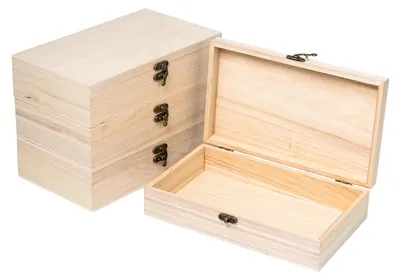 Produktbild von Set aus 4 Holzboxen mit Deckel für Kreative Nutzung