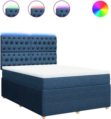 Produktbild von vidaXL Boxspringbett mit Matratze Blau 160x200 cm Stoff