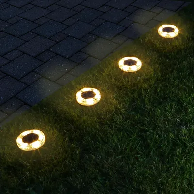 Produktbild von LED Solar Wegleuchte - Bodenleuchte mit Erdspieß - Mosaikoptik - D: 11,5cm - Lichtsensor - grau