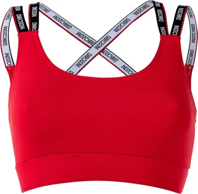 Produktbild von MOSCHINO Damen Bustier - Bandeau, Sport-BH, Baumwolle Stretch, einfarbig Rot XS