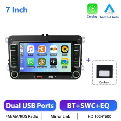 Produktbild von Autoradio - 2-DIN MP5 Player - 17,8 cm Touchscreen - Bluetooth Freisprecheinrichtung - FM Radio - 1024x600 - 2x USB - 4x45W - Lenkradsteuerung