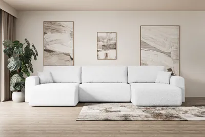 Produktbild von ALTDECOR Wohnlandschaft mit Schlaffunktion und Bettkasten ORRO-U 362x145x83cm Weiß - universal, links/rechts angeordnet Ecksofa U-Form Schlafsofa