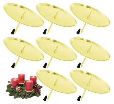 8er Set Kerzenhalter für Adventskranz, Metall, Ø 8 cm, Gold