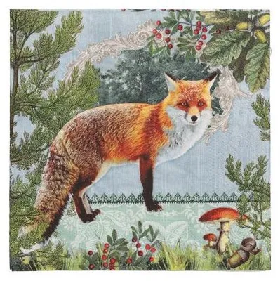 Produktbild von 200 Papstar Servietten, 3-lagig 1/4-Falz 33 cm x 33 cm Fox Portrait 89483
