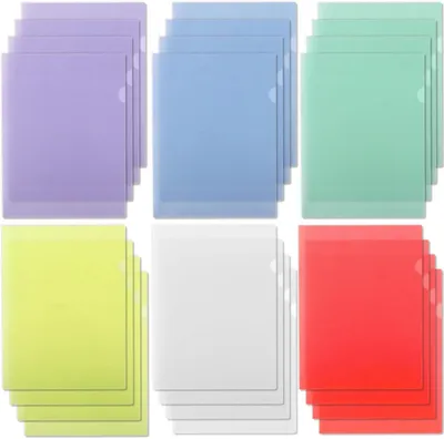 Produktbild von A4 Transparente Kunststoffmappen, 24 Stück, 6 Farben, für Büro, Schule, Dokumente