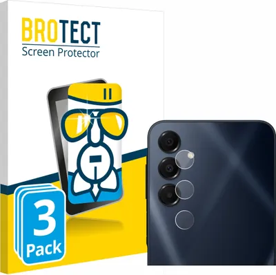 A product packaging for screen protectors and a close-up of the protectors on a phone camera.