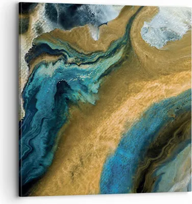Produktbild von Bild auf Leinwand - Leinwandbild - Einteilig - Abstraktion verschüttet Gold - 70x70cm - Wand Bild - Wanddeko - Wandbilder - Leinwanddruck - Bilder - Wanddekoration - Leinwand bilder - AC70x70-4431