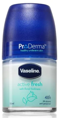 Obrázek produktu pro Antitranspirační roll-on, Vaseline, Pro Derma, Active Fresh, 48 hodinová ochrana, dlouhotrvající svěžest, neutralizuje zápach, 50 ml