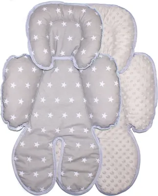 Produktbild von Sitzverkleinerer MINKY Einlage Baby Kind für Auto Kindersitz Babyschale Einsatz 4. Sterne auf Grau + Grau
