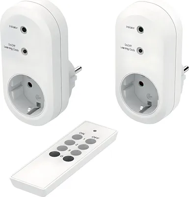 Produktbild von Hama - 2er Set ferngesteuerte Steckdosen, max. 3500 Watt, Schuko-Stecker/Steckdose, mit Fernbedienung