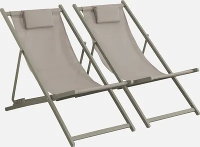 Immagine prodotto di Set 2 lettini prendisole pieghevoli multiposizione con cuscino, Verde kaki