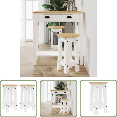 Produktbild von The Living Store Barhocker 2 Stk. Weiß Massivholz Kiefer