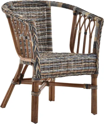 Produktbild von KRINES HOME Stapelbarer Rattansessel, Rattanstuhl/Bistro-Sessel Balkonsessel Mehrfarbig