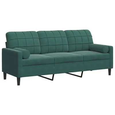 Obrázok produktu pre 3-miestna pohovka s vankúšmi tmavozelená 180 cm zamat