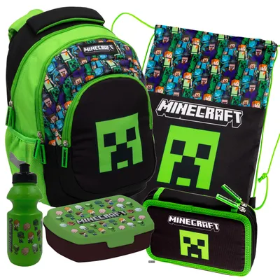 Produktbild von Schulrucksack Minecraft Steve Creeper 5-teiliger für Jungen, schulset ASTRA