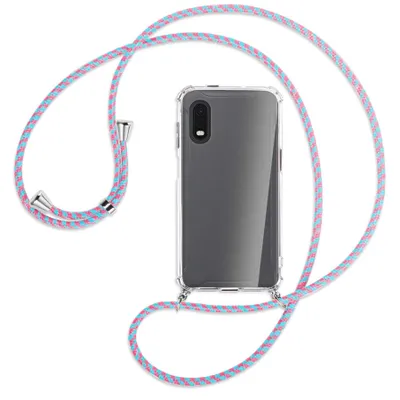 Produktbild von Handykette Backcover-Schutzhülle mit Band (Metall silberfarben) für Samsung Galaxy Xcover Pro - pink/mint