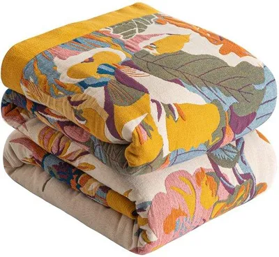 Obrázek produktu pro Ibenzoa® Boho, bavlněná deka, 100% bavlna, oboustranná deka z mušelinu vhodná na pohovku i do postele, rozměry 150 x 200 cm, s 5 cm lemem