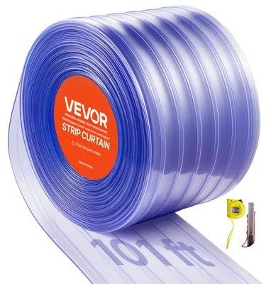 Imagen del producto de Cortina de tiras VEVOR, 100 pies de largo x 12 pulgadas de ancho x 0,12 pulgadas de grosor, rollo grande de tiras de PVC texturizadas transparentes para puertas, tiras de plástico para entradas de supermercados, garajes, almacenes, graneros, establos, superficie texturizada, 101 pies x 12 pulgadas