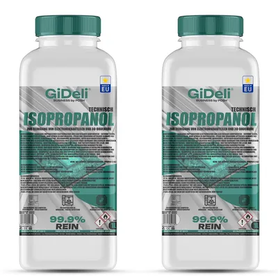Produktbild von Isopropanol 2L Technisch 99,9% IPA Reiniger & Entfetter für Industrie GiDeli