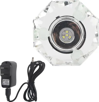 Obrázok produktu pre Priehľadná LED lampa s bielym svetlom, podstavec z krištáľového skla, okrúhly držiak s
