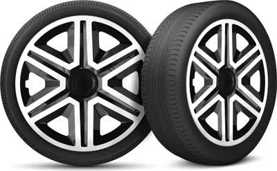 Produktbild von Auto Radkappen Radzierblenden 4er Set passend für alle Stahlfelgen - einstellbarer Sicherungsring - 15 Zoll - Schwarz Weiß