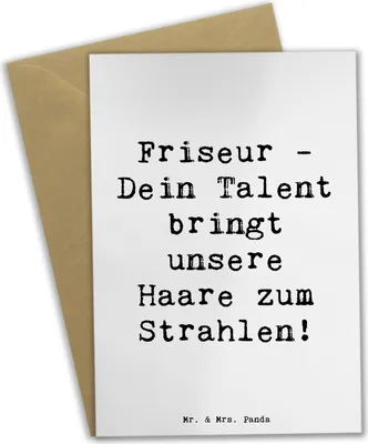 Produktbild von Mr. & Mrs. Panda firmungskarte Spruch Friseur Talent - Weiß - Geschenk, Bedanken, weihnachtskarten, Handgefertigt, Dankeschön, Aufmerksamkeit, Glückwunschkarte, Grußkarte