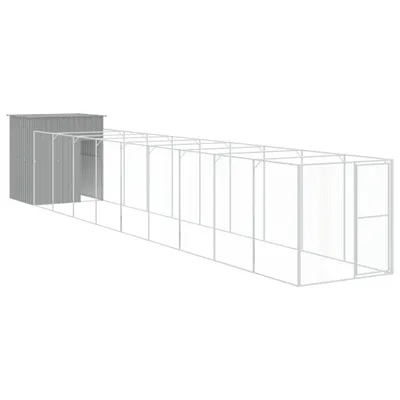 Obrázok produktu pre Búda pre psa s výbehom svetlo sivá 165x1067x181 cm pozink. oceľ