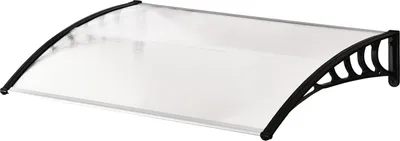 Produktbild von Vordach Haustür Überdachung Pultbogenvordach Aus Polycarbonat Mit Uv-Schutz, Weiß, 90X150Cm