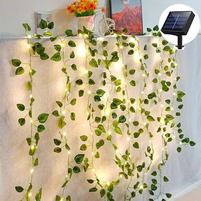 Produktbild von Solar Lichterkette Efeu Girlande 2M 20 LED Warmweiß für Wanddeko & Garten