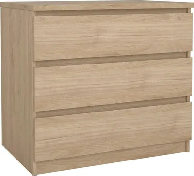 Image de Kajiki - Commode, 77x50x68h cm Chêne Marron, 3 Tiroirs