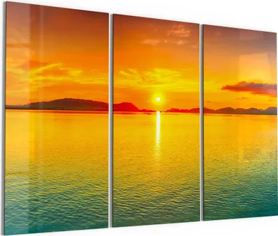 Produktbild von DEQORI Glasbild Echtglas 3x50x100 cm 'Abendsonne am Horizont' Wandbilder XXL groß