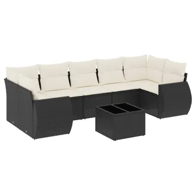 Produktbild von vidaXL 8-tlg. Garten-Sofagarnitur mit Kissen Schwarz Poly Rattan