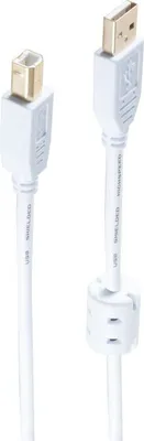 Obrázek produktu pro Kabel USB A samec + ferit/B samec USB 2.0 bílý 1m