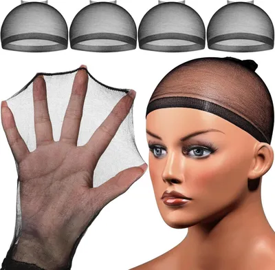 Produktbild von FANDAMEI Haarnetz Schwarz Nylon Ultra Dünne Wig Caps 4 Stücke