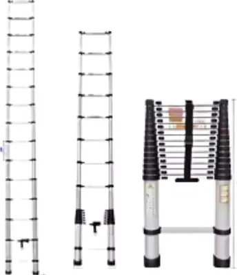 Obrázek produktu pro Teleskopický žebřík Zyren 4,4 m – hliníkový skládací žebřík – protiskluzové nohy –  EN131 – max. nosnost 150 kg