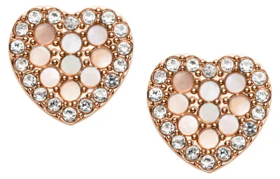 Obrázek produktu pro Dámské náušnice Mosaic Heart Stud Earrings by Fossil z nerezové oceli Rosé