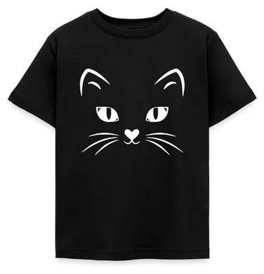 Produktbild von Spreadshirt Katze Gesicht Fasching Kostüm Idee Kinder T-Shirt, 98/104 (3-4 Jahre), Schwarz