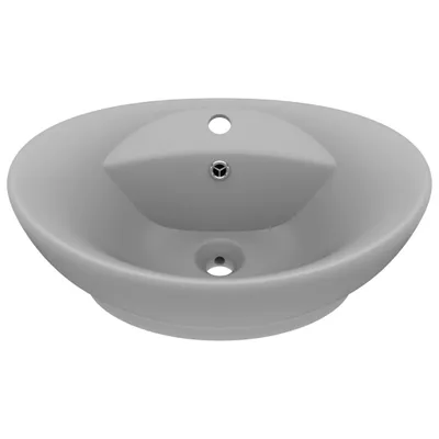 Produktbild von vidaXL Luxus-Waschbecken Überlauf Matt Hellgrau 58,5x39cm Keramik