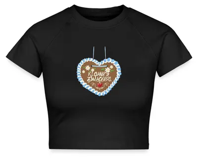 Produktbild von Spreadshirt Lebkuchenherz design Kloane’s Zwackerl Crop Top, S, Schwarz
