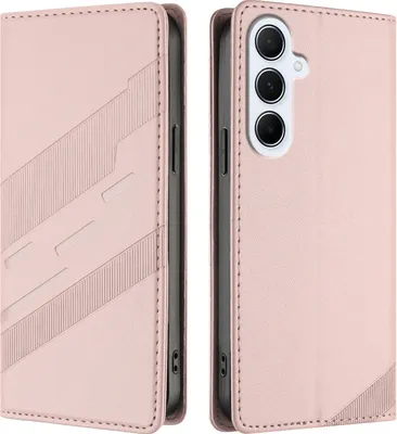 Produktbild von Hülle für Samsung Galaxy A56 5G, Kunstleder Brieftaschen Handyhülle mit Kartenfach und Standfunktion Pink