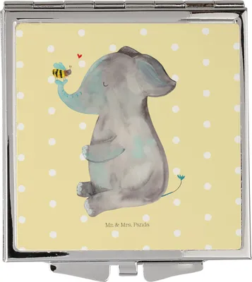 Produktbild von Mr. & Mrs. Panda Kosmetikspiegel Elefant Biene - Gelb Pastell - Geschenk, Lustige Sprüche, Handspiegel, Taschenspiegel, Heiratsantrag, Mini Spiegel, Liebesspruch, Kleiner