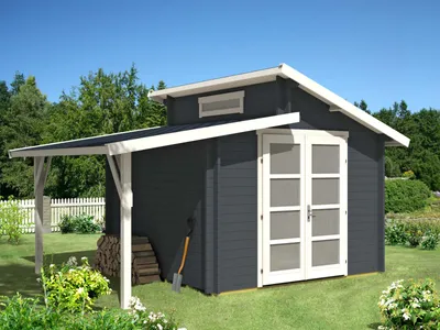 Produktbild von Alpholz Gartenhaus Aktiva mit Schleppdach 490x360cm Naturbelassen 28mm