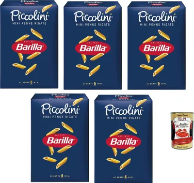 Produktbild von Barilla Pasta Piccolini Mini Penne Rigate, 5x 500g + Italian Gourmet polpa 400g