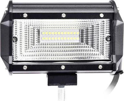 A close-up studio shot of a black LED work light.