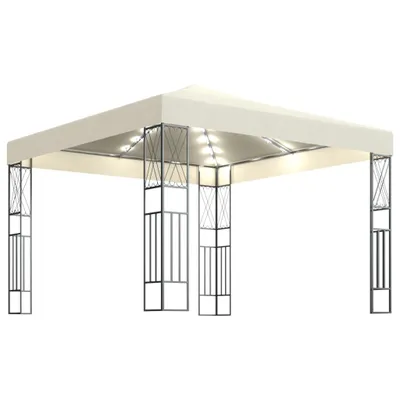 Produktbild von vidaXL Pavillon mit LED-Lichterkette 3x3 m Creme Stoff
