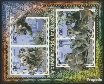 Produktbild von Briefmarken Zentralafrikanische Republik 2012 Mi 3637-3640 Kleinbogen (kompl. Ausgabe) postfrisch Abholzung & Koalas