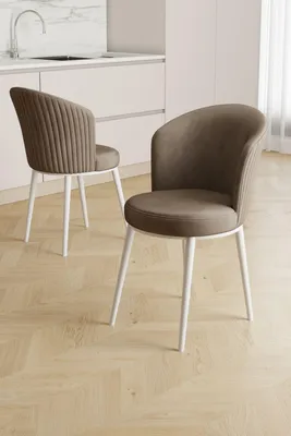 Produktbild von Skye Decor, Hochwertiges Stuhlset (6 Stück) - Cappuccino & Weiß, 100% Metallrahmen