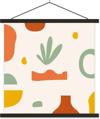 Produktbild von MuchoWow® Textilposter Pflanze - Design - Grün 40x40 cm mit schwarzem Rahmen - Fotos